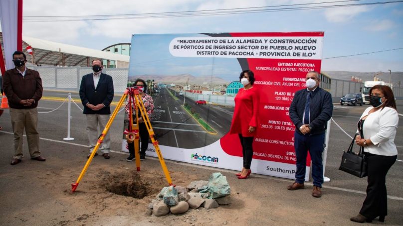 Colocan primera piedra de obra que mejorará ornato del distrito de Pacocha: financia Southern