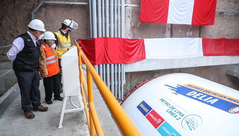 La tuneladora ‘Delia’ de la Línea 2 del Metro de Lima y Callao empezó a excavar y la verdadera Delia estuvo presente