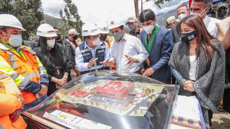Presidente Castillo pone primera piedra del Hospital de Huari, que financia Antamina con mecanismo Obras por Impuestos