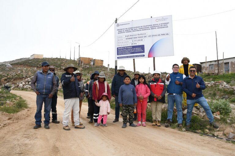 Anglo American llevará señal de telefonía e internet a 4.500 personas de nueve comunidades cercanas a la mina Quellaveco