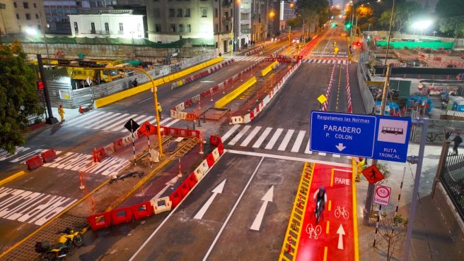MTC: Reabren Av. Garcilaso de la Vega tras trabajos de la Línea 2 del Metro de Lima