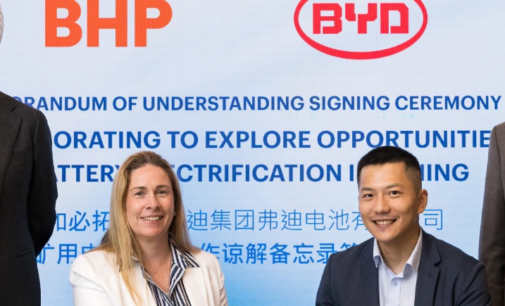 Gigante minero BHP firma acuerdo con coloso de las baterías BYD